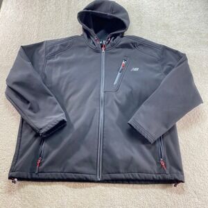 New Balance Softshell Jacket Mens 3X Black Hooded Fleece Lined Full Zip